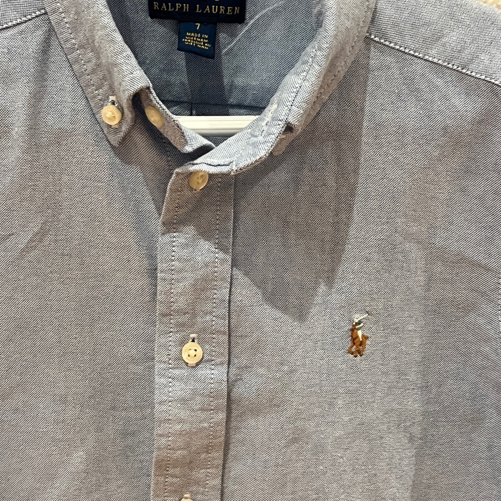 Ralph Lauren Blue Casual Button Down Shirt with Embroidered Logo